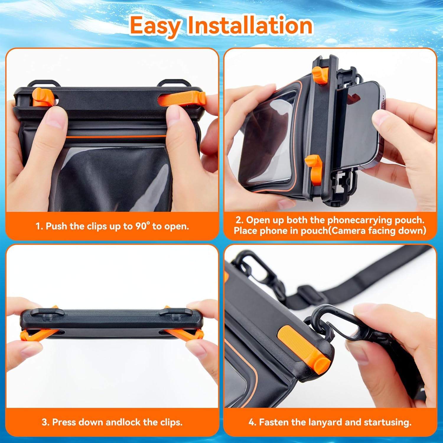 Citymore Universal Waterproof Phone Pouch,Ip68 Waterproof Floating Phone Case,Cell Phone Dry Bag for Beach, Protector for Iphone 17 16 15 14 13 12 11 Pro Max plus Air, Galaxy S25 S24, 4-7" - White image number 6