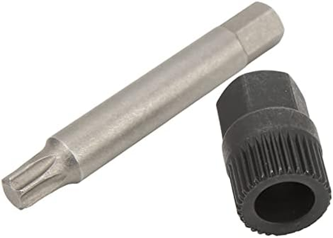Alternator Pulley Wrench, Alternator Decoupler Pulley Tool 33 Teeth Spline Socket T50 Drill Bit Puller Remover Tool, Easy to Use with Replaceable For,