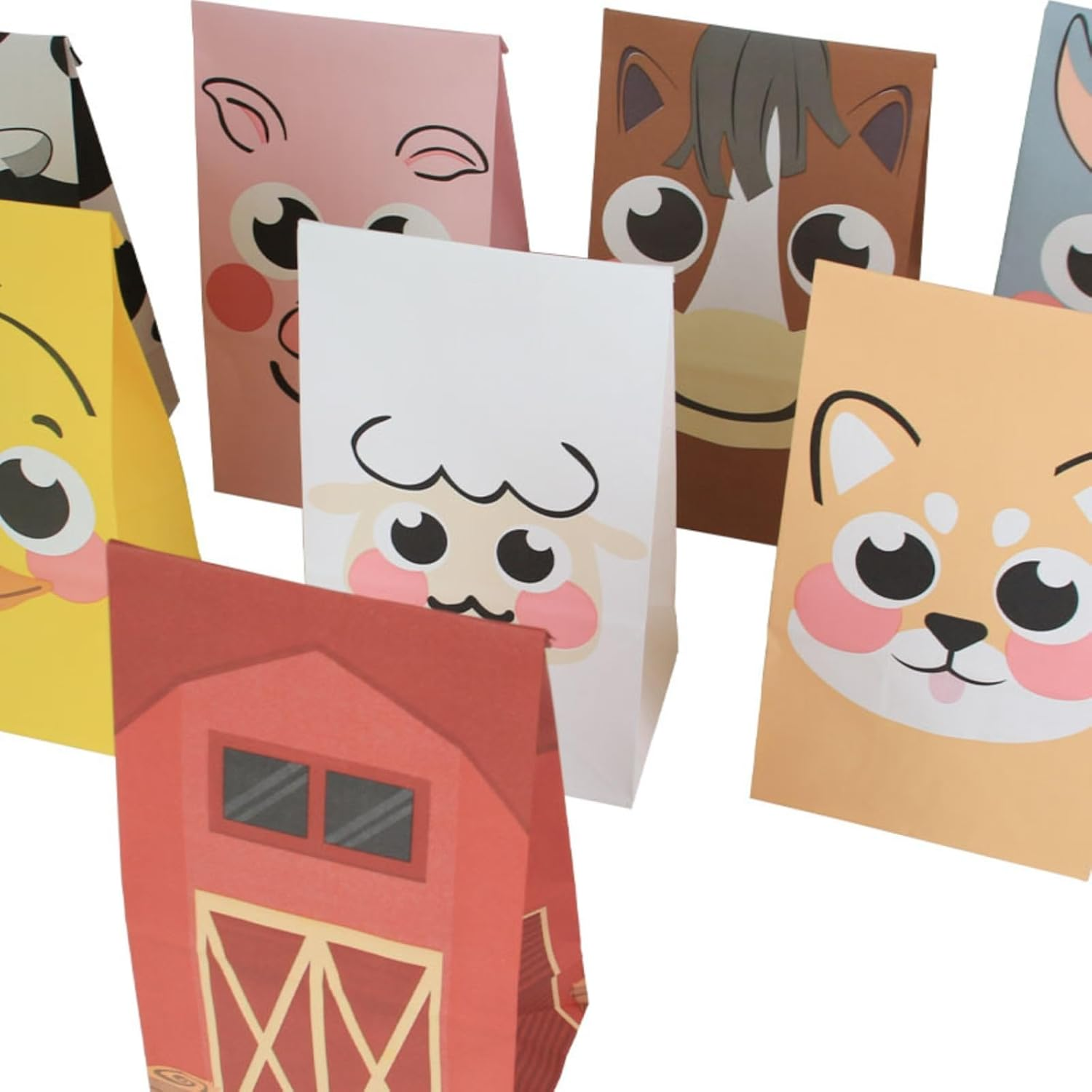 MAIHUO 24Pcs Animal Party Favour Bags, Theme Party Bags Bulk,Pasture Animal Bags with Stickers, 21.5 X 12 X 8 Cm