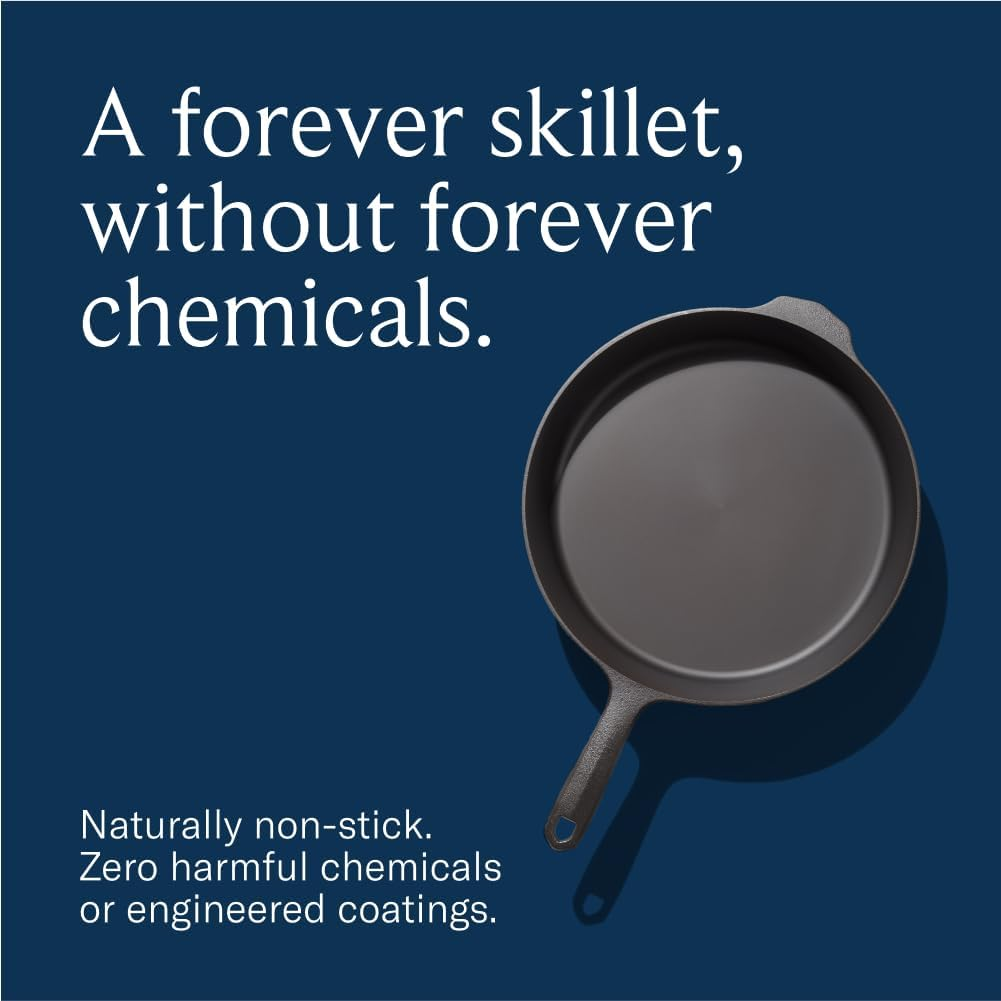 Field Company Starter Set: No.8 Cast Iron Skillet (10.25 In, 4.5 Lbs) with Cast Iron Cleaning Kit &mdash; Smoother, Lighter, Made in USA, Vintage Design, Pre-Seasoned image number 5