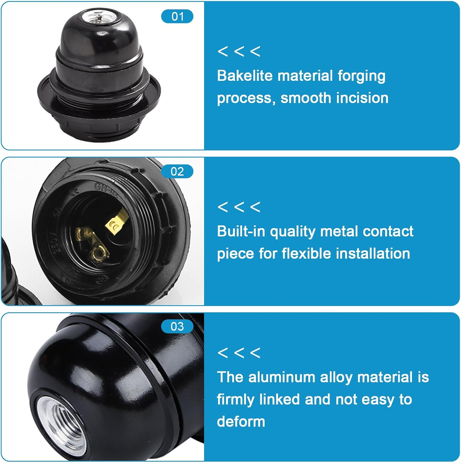 16 X E27 250 V 4 a Plastic Bakelite E27 Bulb Holder for Ceiling Lamp, Table Lamp, Floor Lamp, Chandelier, Black image number 4