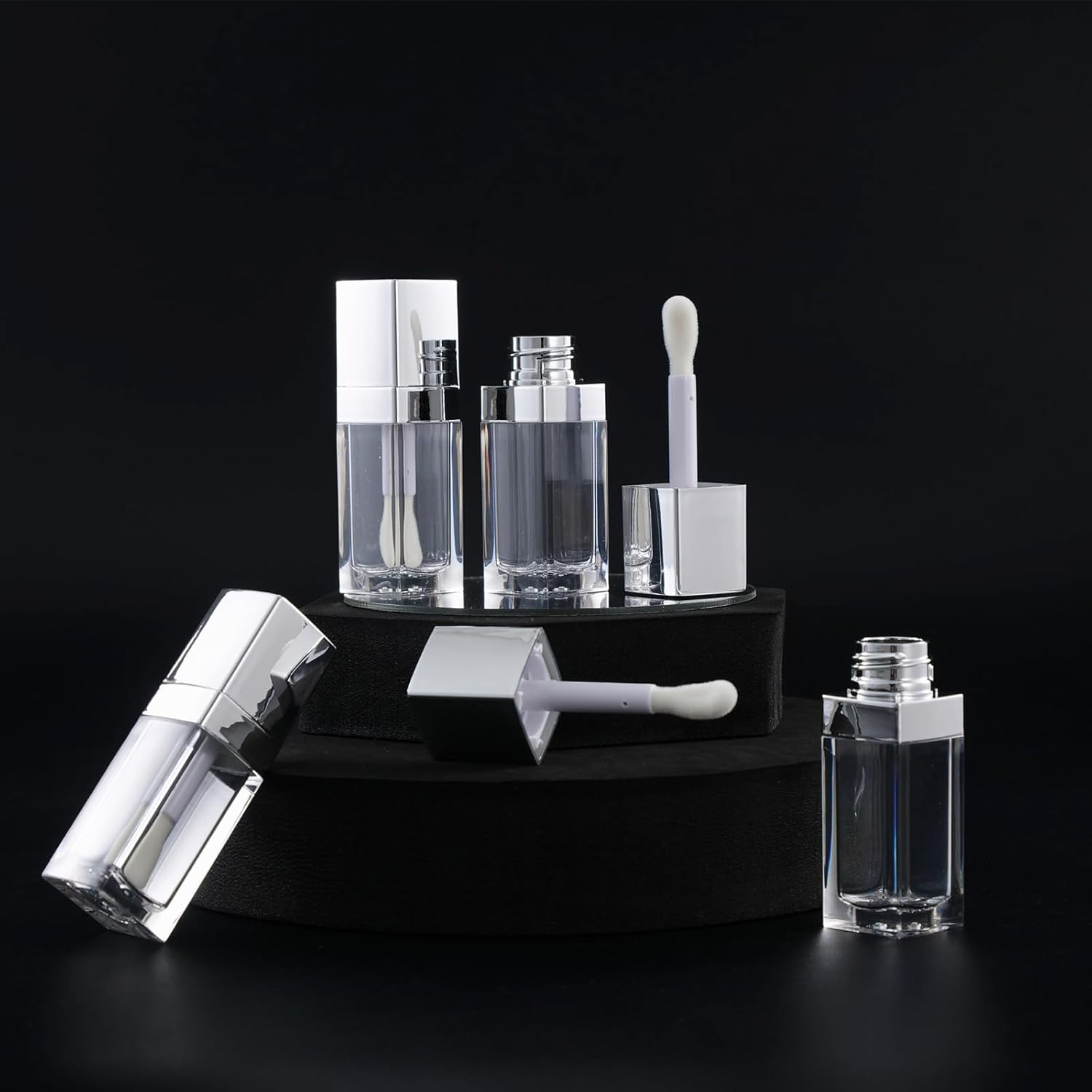 2 Pcs 10Ml Square Lip Gloss Tubes Empty Lip Oil Containers with Wand Liquid Lipstick Sample Container Lipstick Vials Bottle