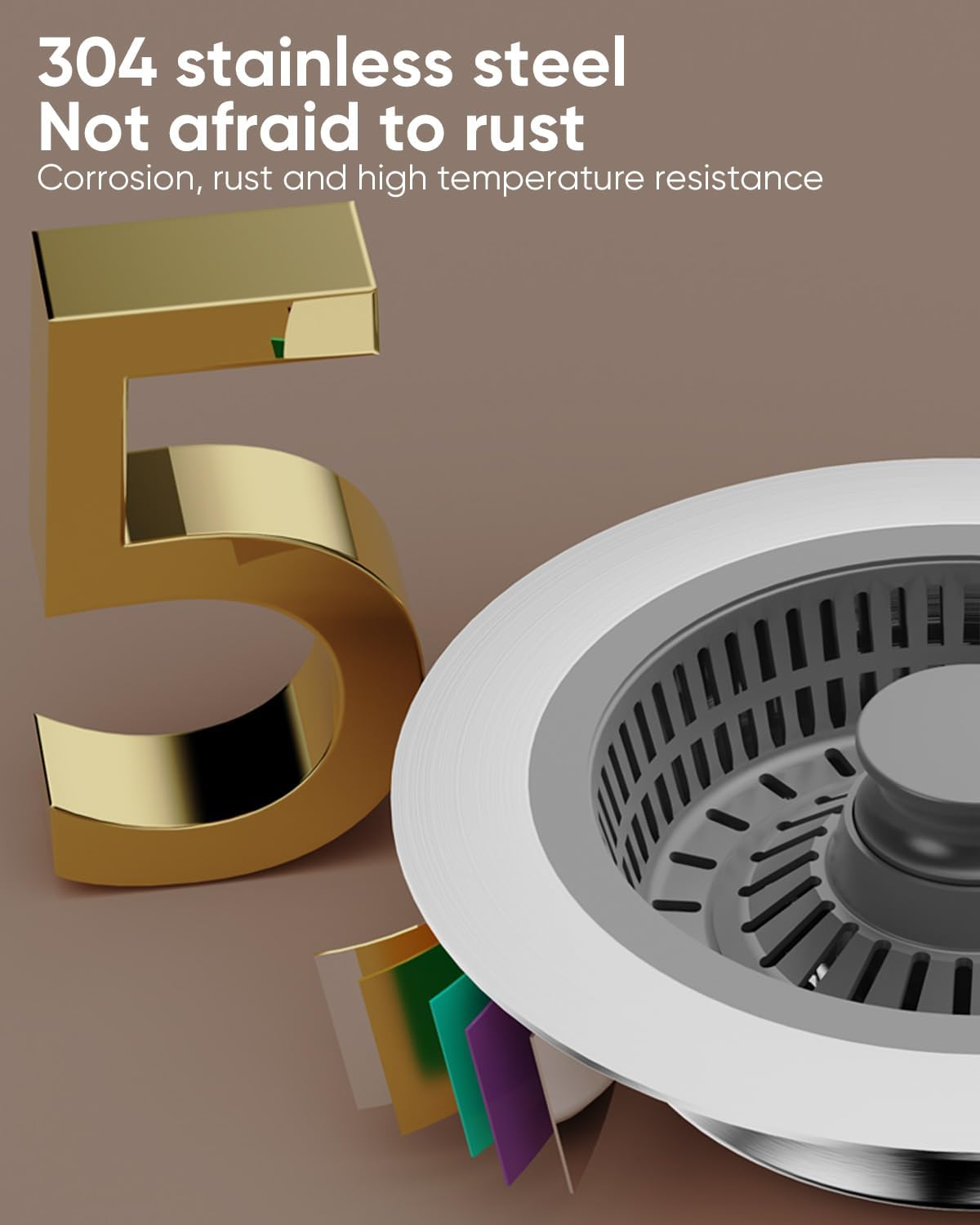 2 Pcs Kitchen Sink Drain Strainer and Stopper Combo, 3 in 1 Stainless Steel Pop-Up Sink Stopper & Drain Strainer for Standard Drains, Ideal Sink Protectors for Kitchen Sink image number 3