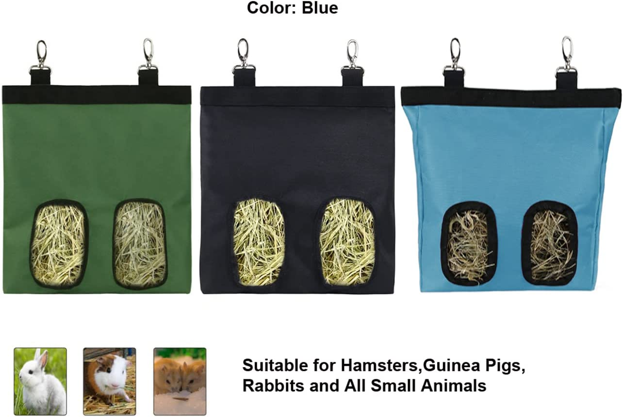 Guinea Pig Hay Feeder Bag, Rabbit Bunny Hamster Chinchilla Feeder Holder Cage, Small Animal Hanging Food Storage, 600D Oxford Cloth Fabric Blue image number 1