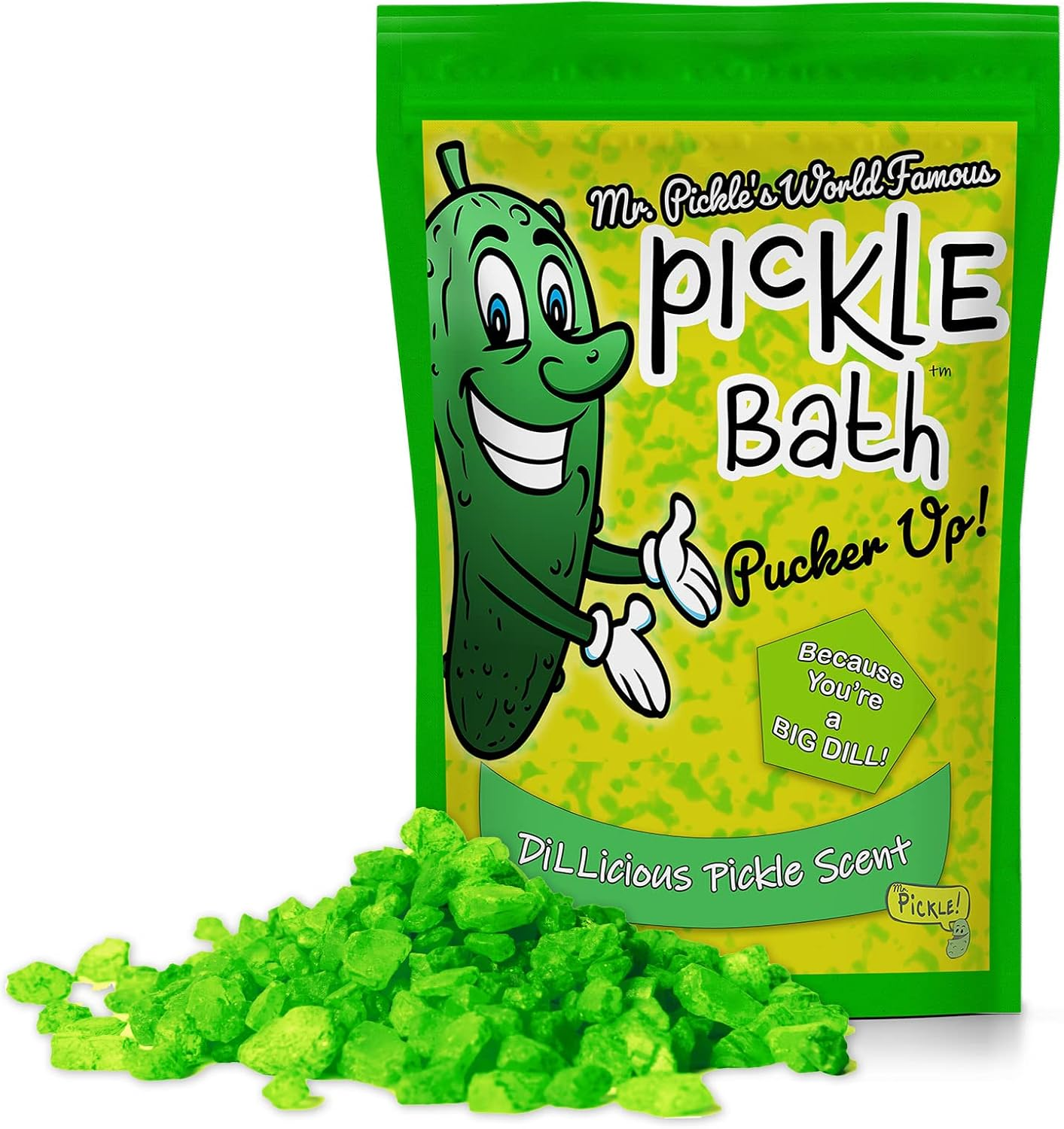 Mr Pickle&rsquo;S Pickle Bath Salts - Premium Dill Pickle Scented Bath Soak for Kids - Shower Gift for Pickle Lovers, Funny Stocking Stuffers and Gift Baskets for Children, Teens, Men, and Women image number 2