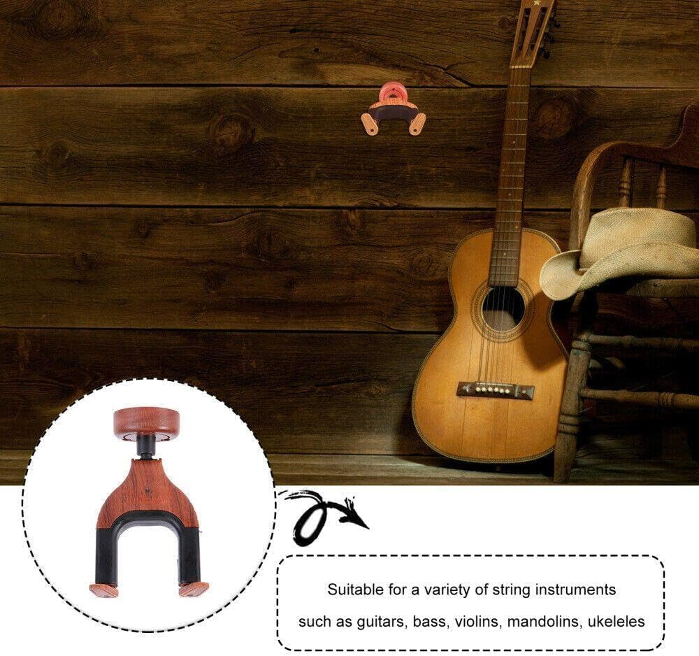 Oak-Finish Wooden Guitar Wall Mount with Black Padded Arms &ndash; Secure Display for Acoustic & Electric Guitars image number 4