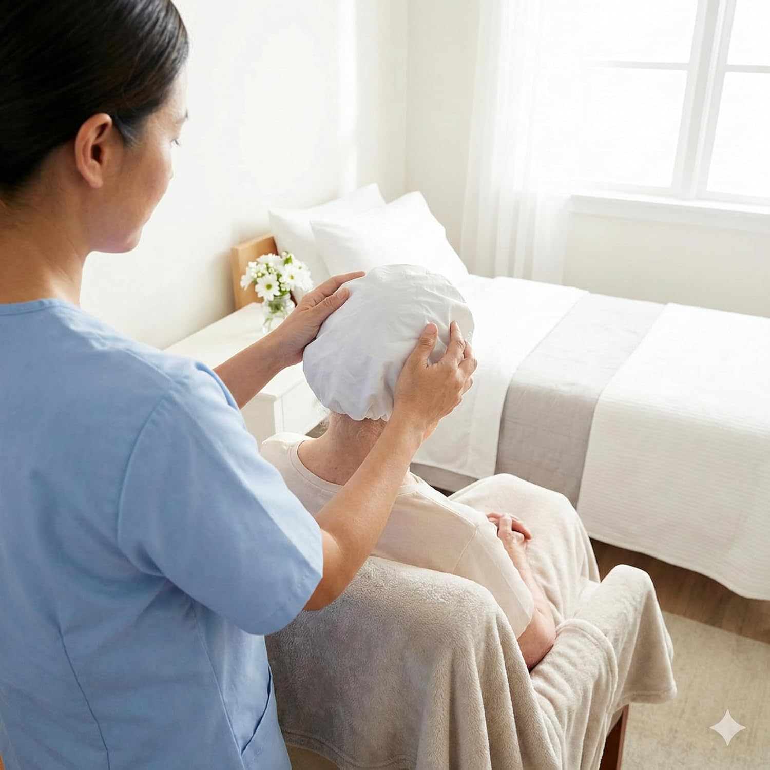 Cleanlife Products No-Rinse Shampoo Cap (12 Pack) - Waterless, Rinseless Hair Washing and Conditioning Shower Caps for Bathing Elderly, Bedridden, Hospital Patients - Disposable, Hypoallergenic image number 4