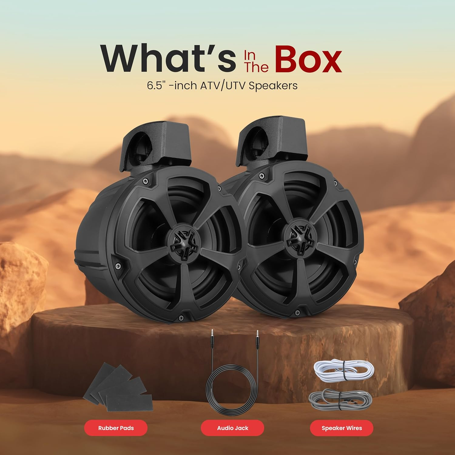 Pyle Water-Resistant Marine off Road Speakers - UTV Compact Powersport Vehicle Speaker System 1200 Watt, Compact & High-Powered Output image number 3