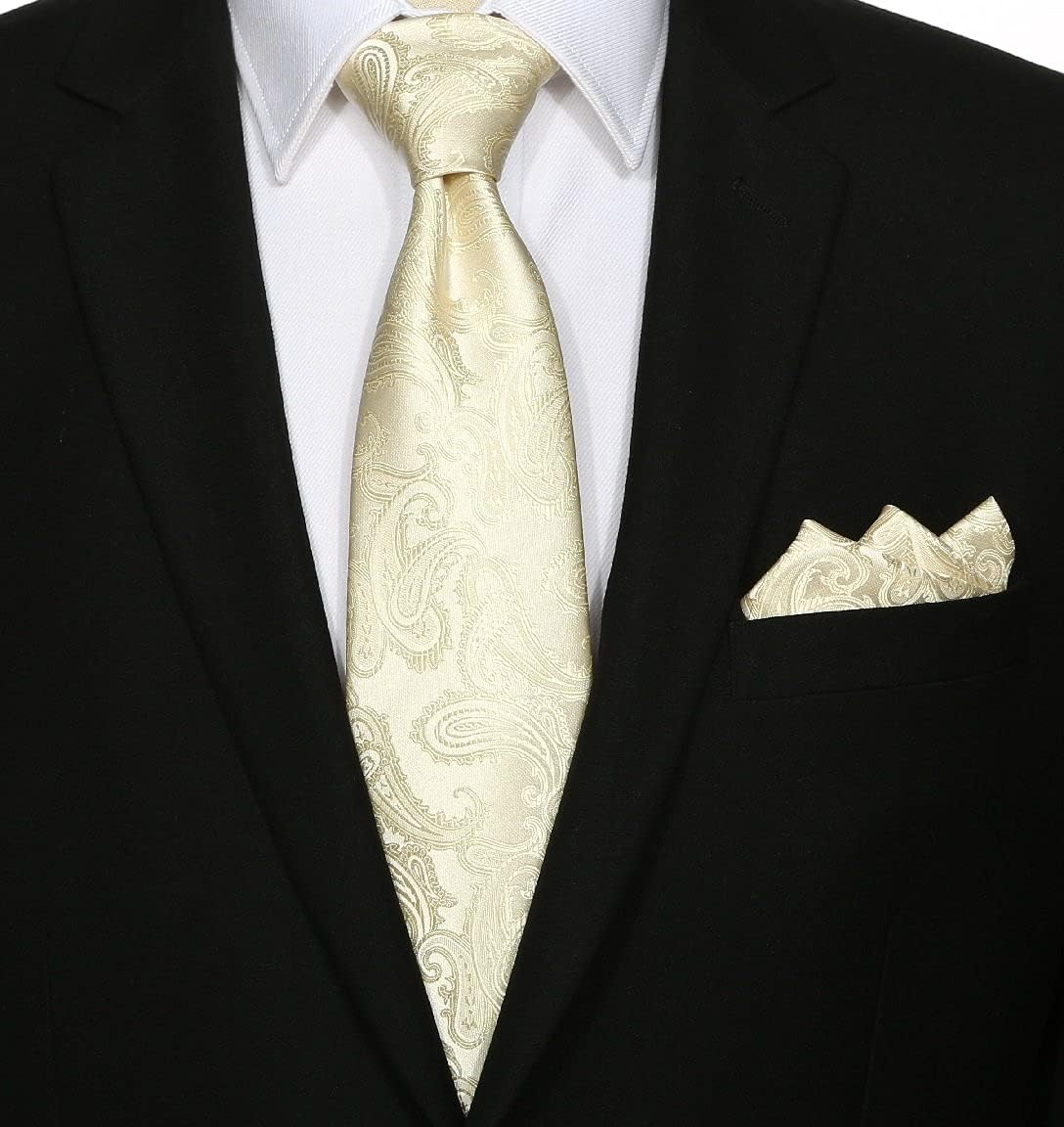 Kissties Mens Tie Set: Paisley Necktie + Pocket Square Hanky + Gift Box image number 4