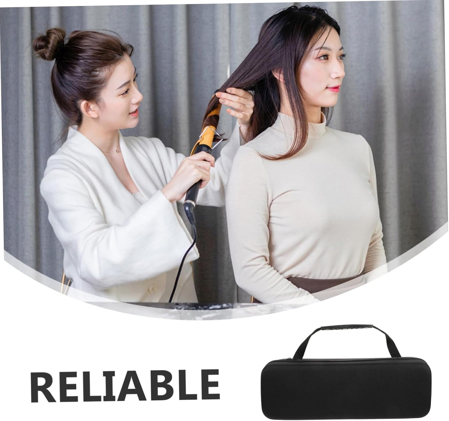 Baluue Curling Iron Storage Bag Travel Hair Dryer Holder Portable Hard Case Cover for Hair Brush Zipper image number 2