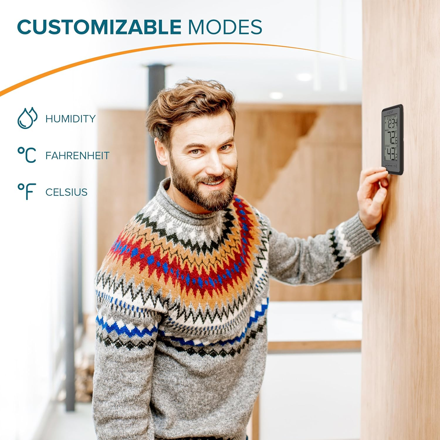 La Crosse Technology WS-9160UV3 Digital Indoor Outdoor Thermometer Wireless - Multi-Format Remote Temperature Sensor, Temperature Humidity Monitor with Manual Settings and 24-Hr Display image number 3