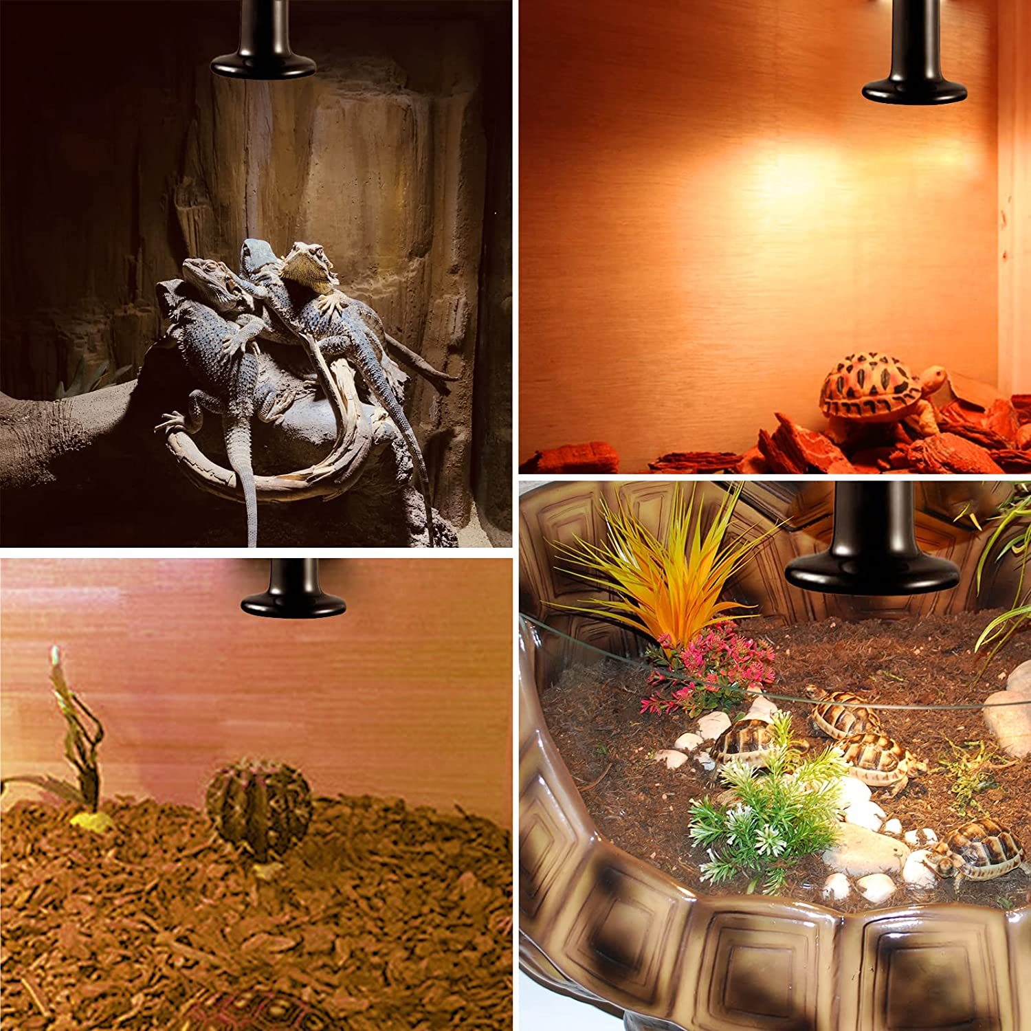 Bonlux Ceramic Heat Bulb, 100W Terrarium Reptile Heat Lamp E27 Black Infrared Ceramic Pet Heat Emitter for Lizards Tortoise Snakes Chicken Aquarium Amphibian (2-Pack) image number 2