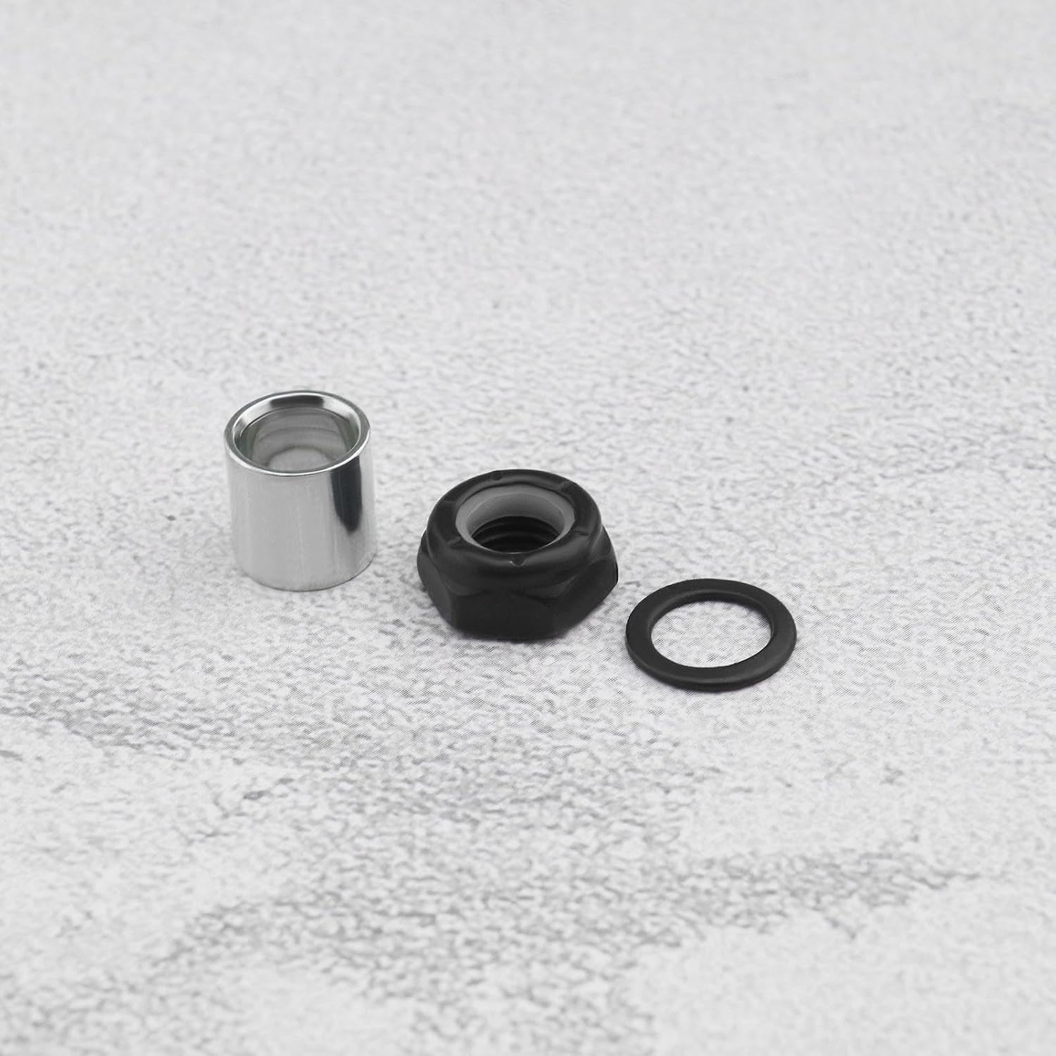 Emagtech 2 Sets Skateboard Truck Rebuild Kit Speed Washers & Bearing Spacers & Lock Nuts for Skateboards/Long Board Trucks (Black & Silver) image number 1