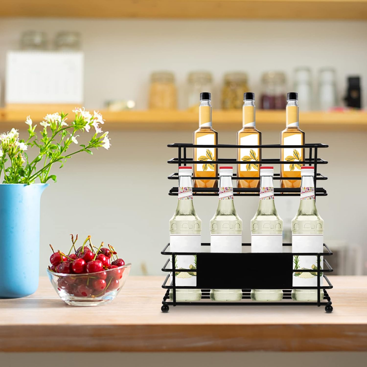 Cabilock Sugar Syrup Display Rack Art Kitchen Storage Organizer for Spice Bottles and Seasoning Jars for Shops and Homes to Keep Your Space Neat image number 4