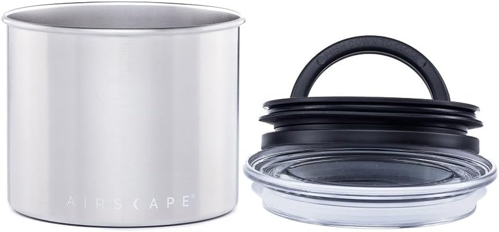 Airscape Stainless Steel Coffee Canister | Food Storage Container | Patented Airtight Lid | Push Out Excess Air Preserve Food Freshness (Small, Brushed Steel) image number 6