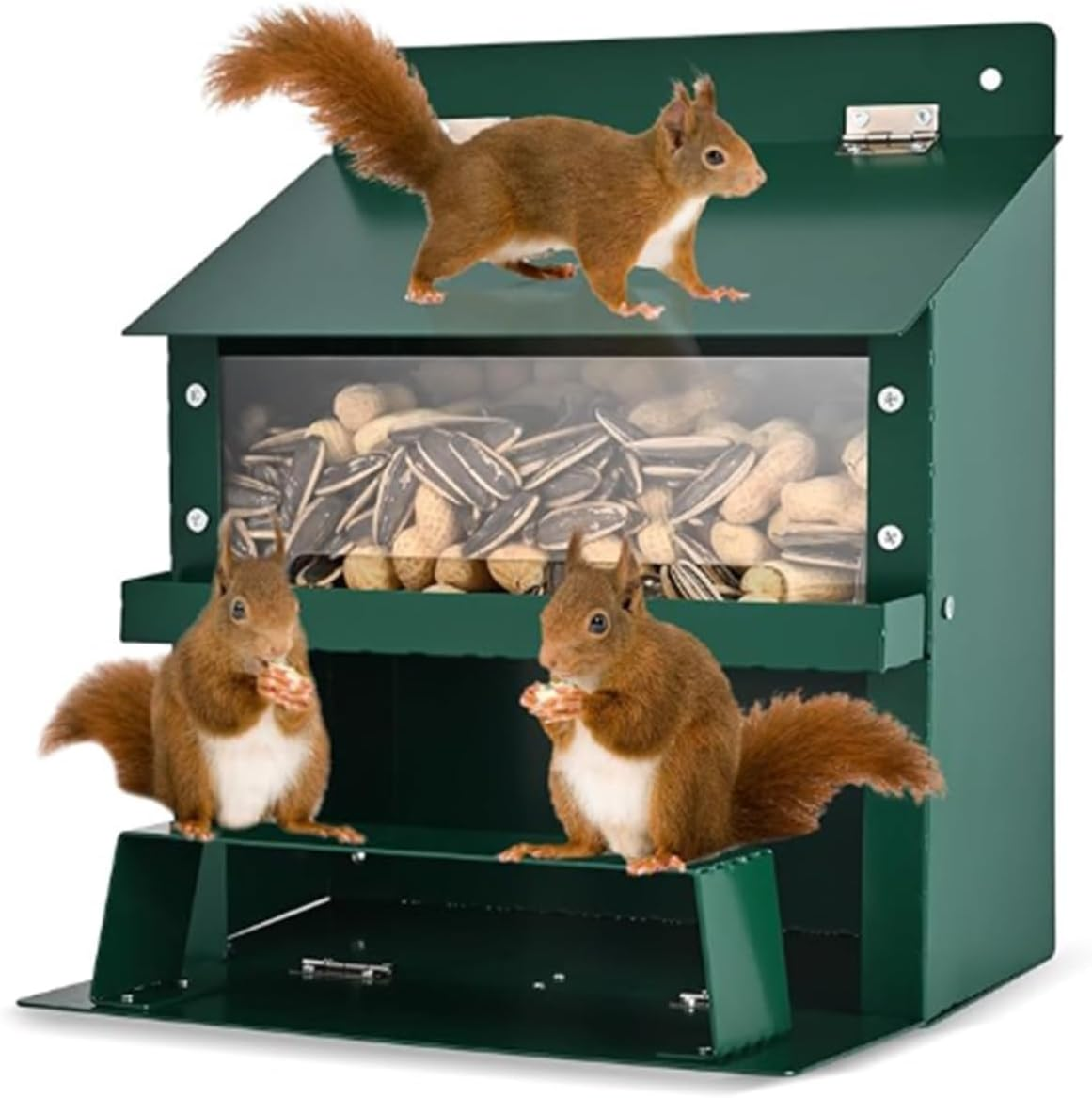 Squirrel Feeders for Outside, Features a Convenient Flip Lid, Large Transparent Bin, Funny Squirrel Houses Outdoors Picnic Table for Squirrels, Chipmunks and Other Small Wildlife image number 2
