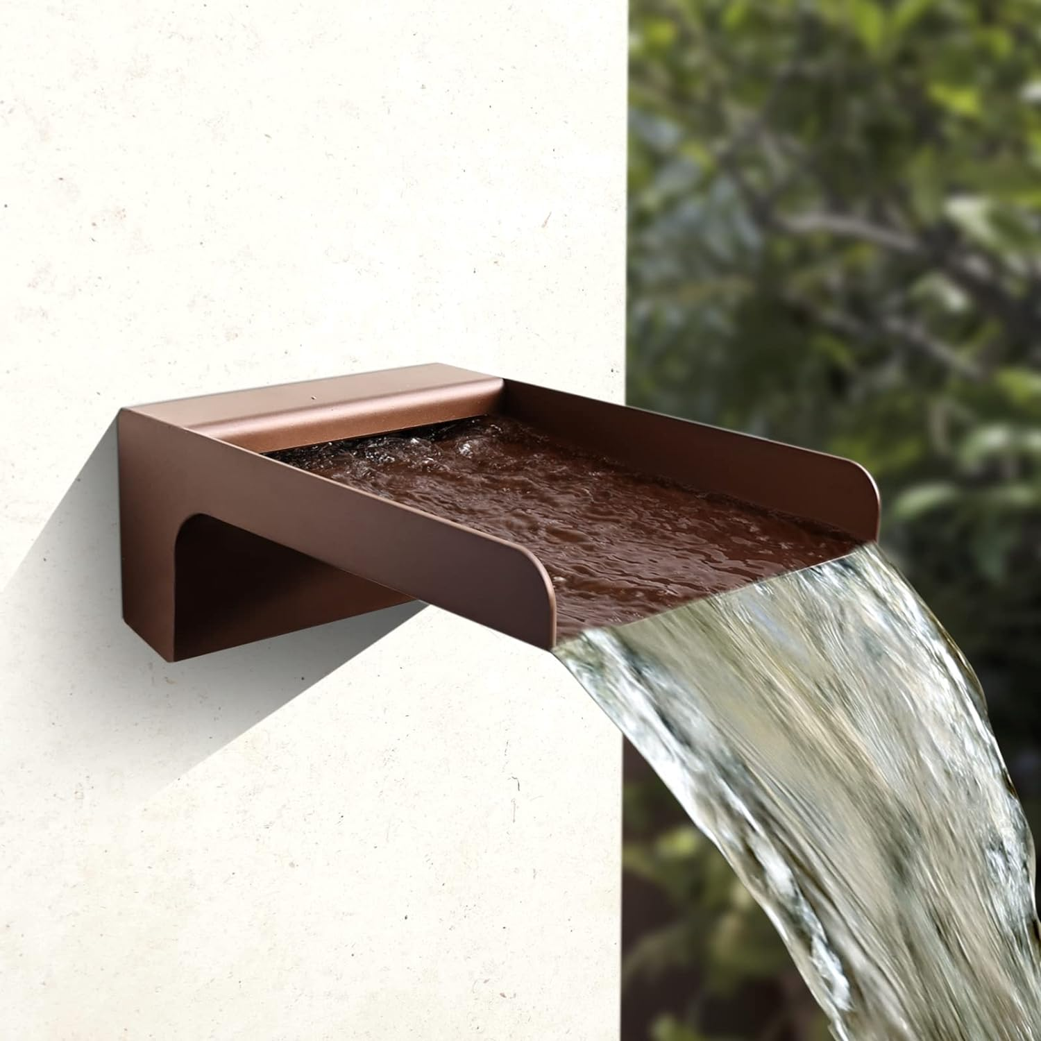 PONDO 304 Stainless Steel Made Exquisite Handcrafted Waterfall Spout for Landscape, Water Fountain Spout Scupper Luxury Decoration for Pools, Ponds, Water Walls (Brown Powder Coating)
