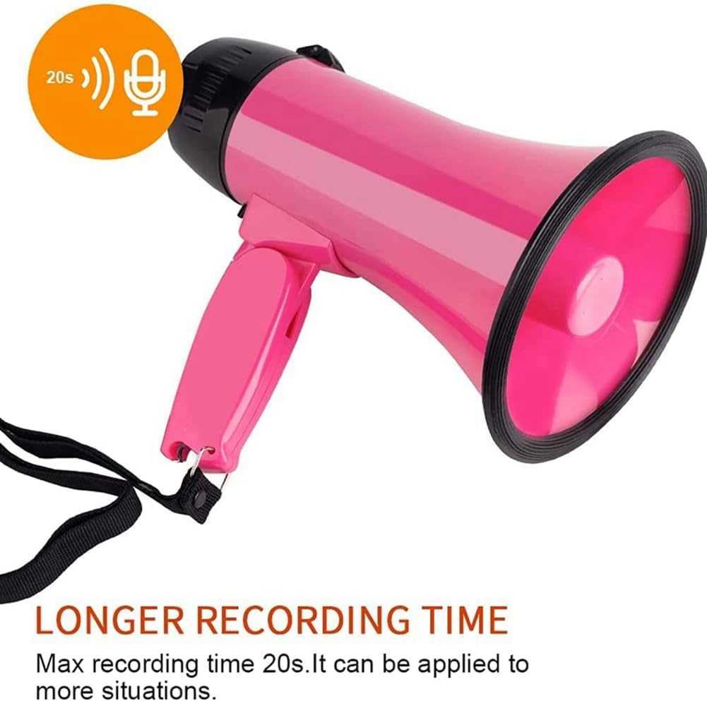 Utopially 2X 25 Watt Compact Speaker PA Bullhorn - with Built-In Siren, Voice Recorder, Bottle Opener,Pink image number 3