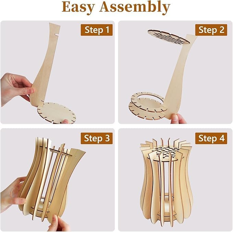 1Pc Wooden Puzzle Flower Vase, Building Block Design Flowers Wooden Puzzle Vase, Decorative Bouquet Stand, Puzzle Flower Stand Showcase Bouquets image number 1