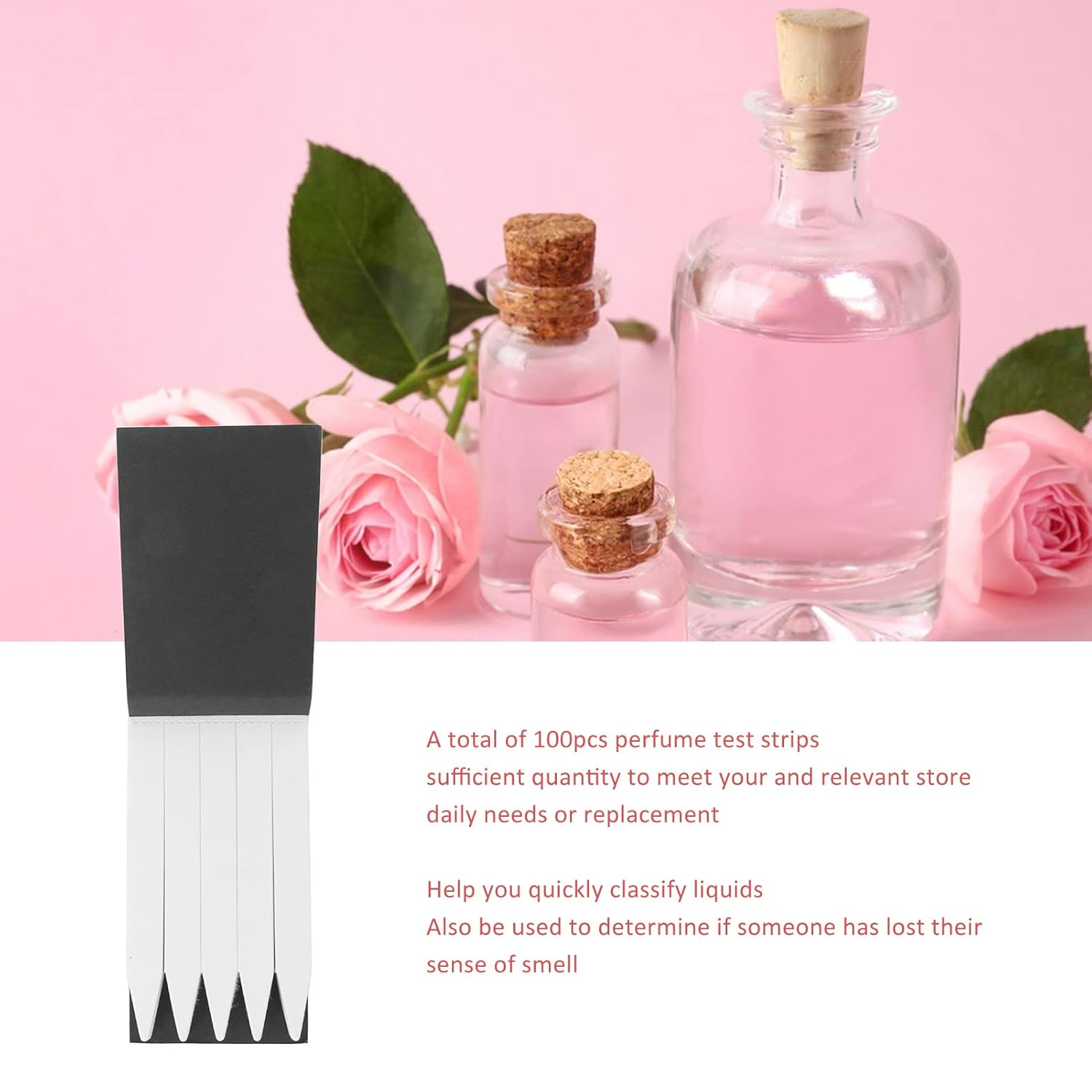 100Pcs Perfume Test Strips, Essential Oils Paper Test Strips, Disposable Perfume Blotters for Aromatherapy Testing and Fragrances, 0.8 X 8Cm Perfume Tester Strips for Perfume Shops image number 2