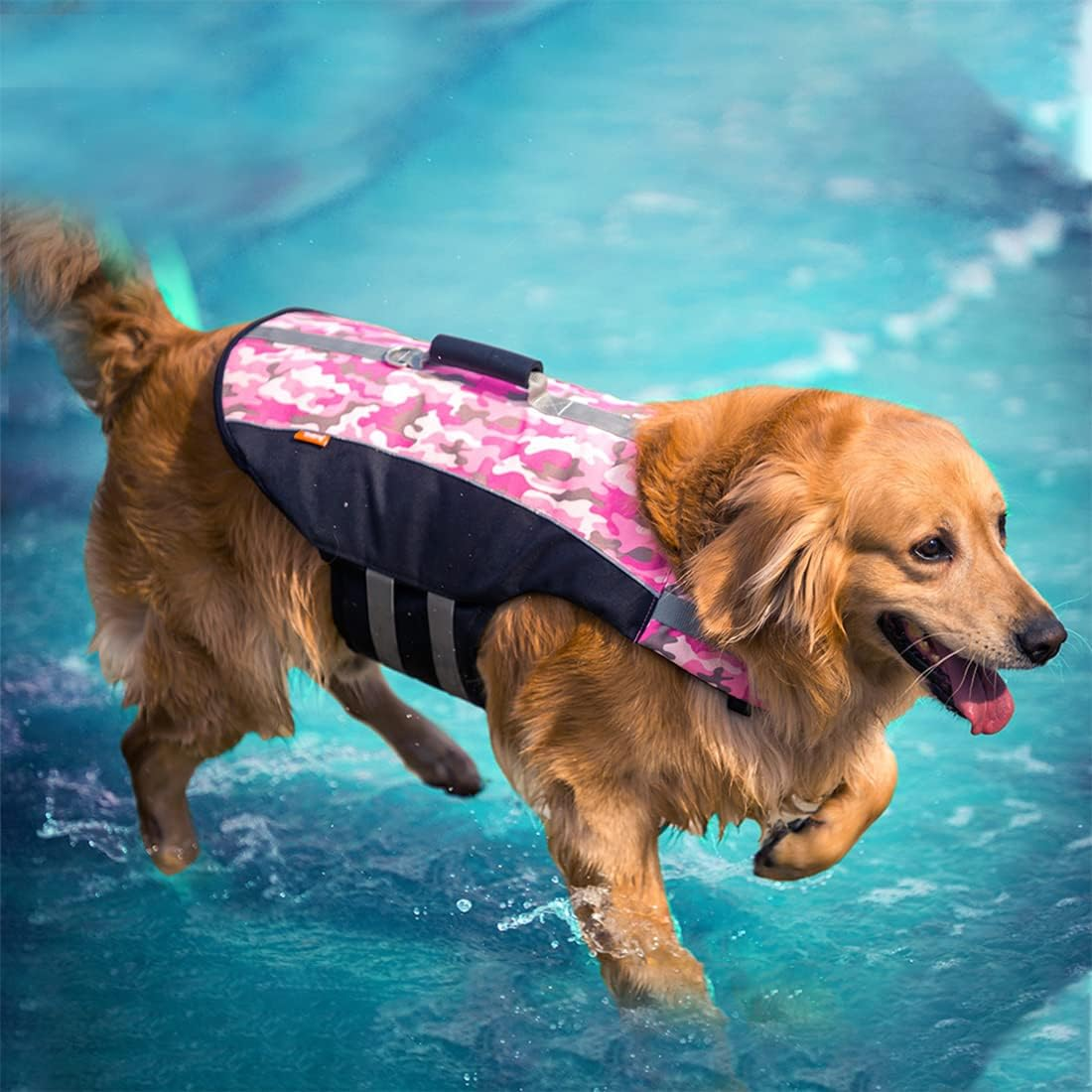 Dog Life Jacket Pet Swimwear Floating Safety Vest Buoyancy Aid Harness Swimming Swimsuit Puppy Vocation Summer Adjustable Pool Camo Pink L