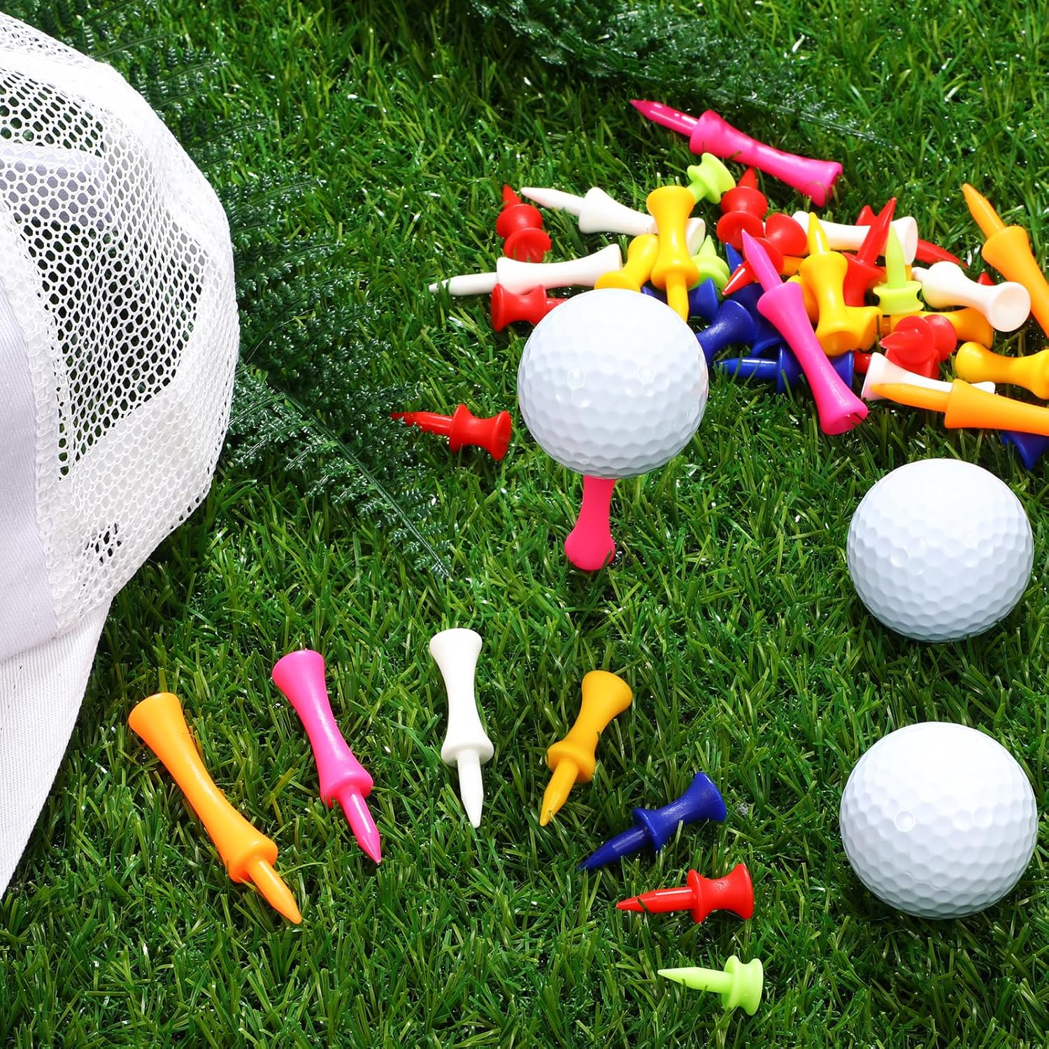 Leyndo 350 Pcs Plastic Golf Tee Step down Golf Tees Long Short Castle Tees Golf Unbreakable Plastic Tees Golf Mixed Height Size Color Tee Pack for Practice image number 5