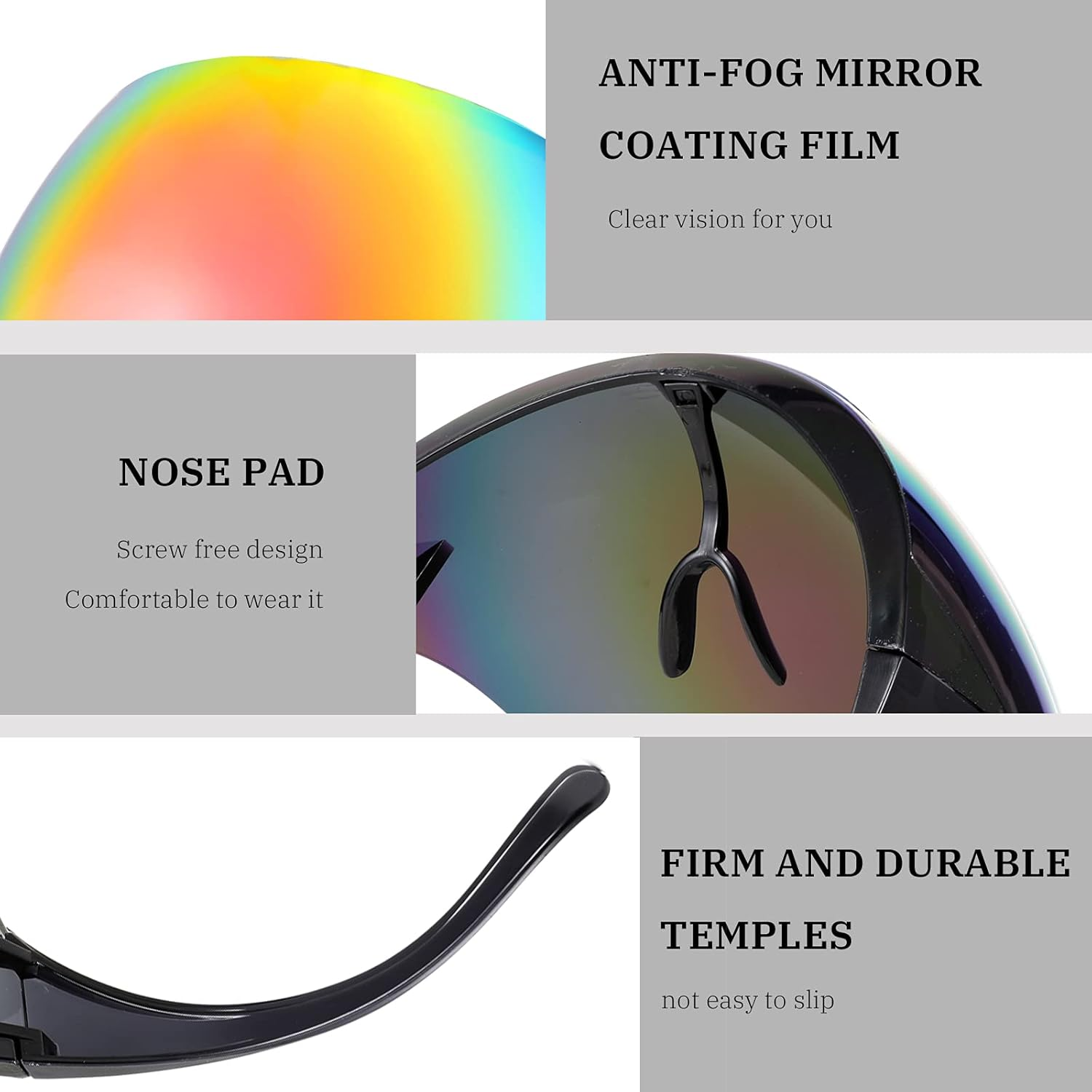 FEISEDY Full Cover Face Visor Protective Glasses Mirror Shield Sunglasses anti Fog B2781 image number 5