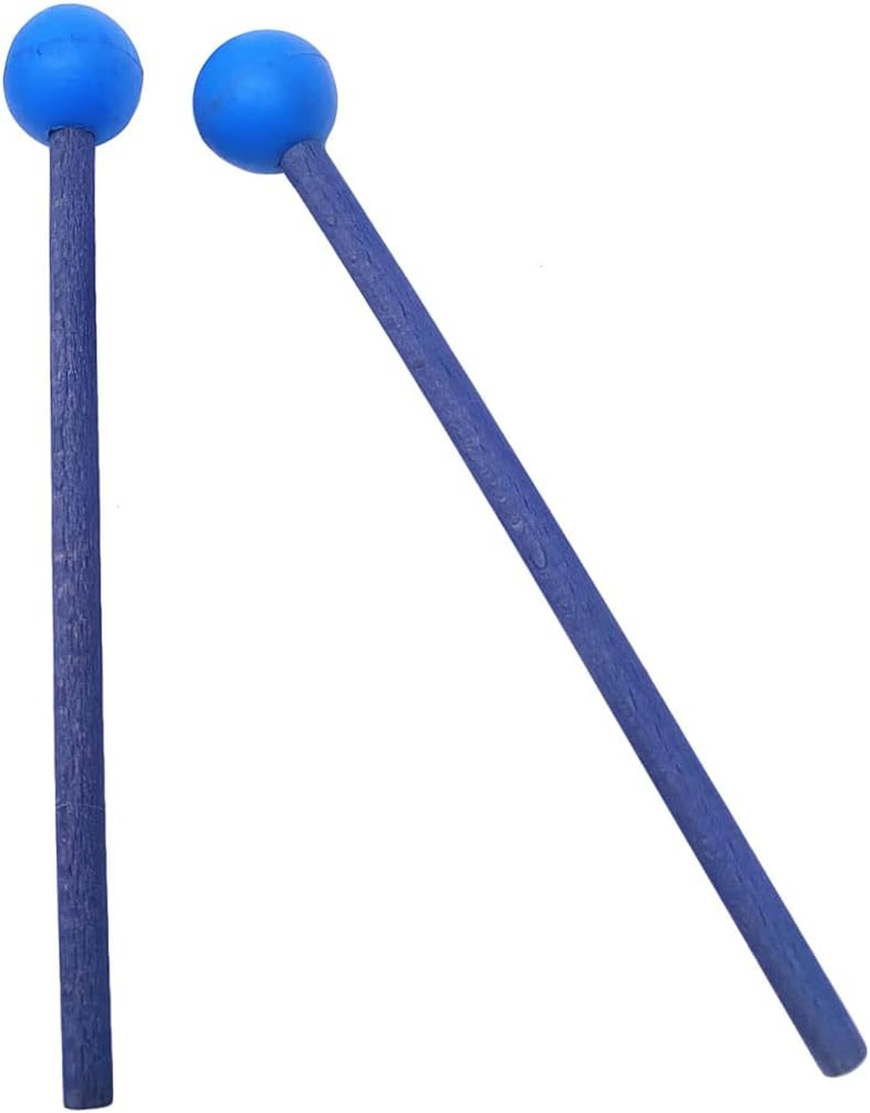 1 Pair 7.5 Inch Long Rubber Xylophone Mallets Tongue Drum Mallets Percussion Sticks Hammer with Wooden Handle Music Instrument Accessory (Blue)