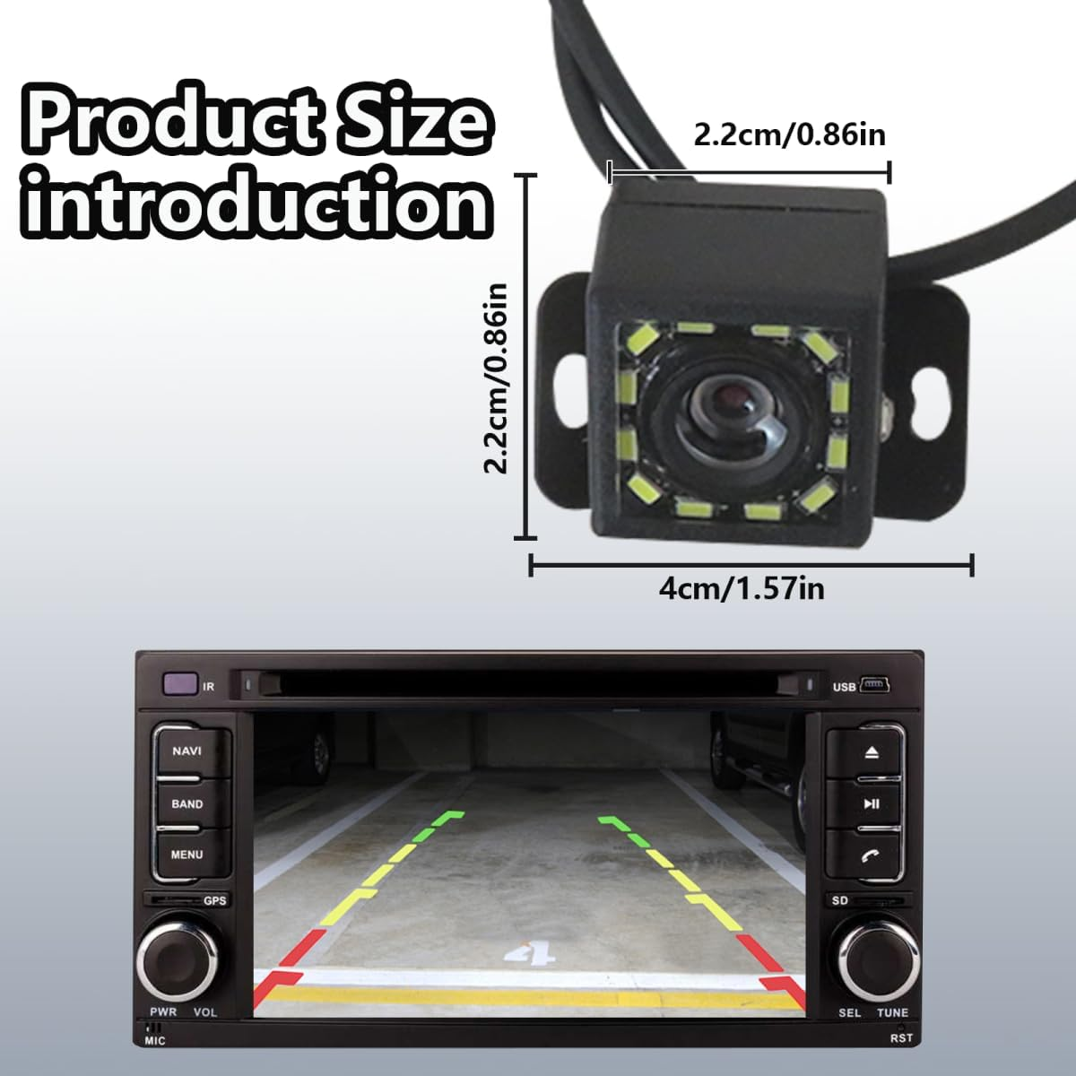 New 170&deg; Reverse Camera Replacement 12 LED Car Waterproof Rear View Parking Camera Night Vision Compatible with Most 12V Vehicles image number 5