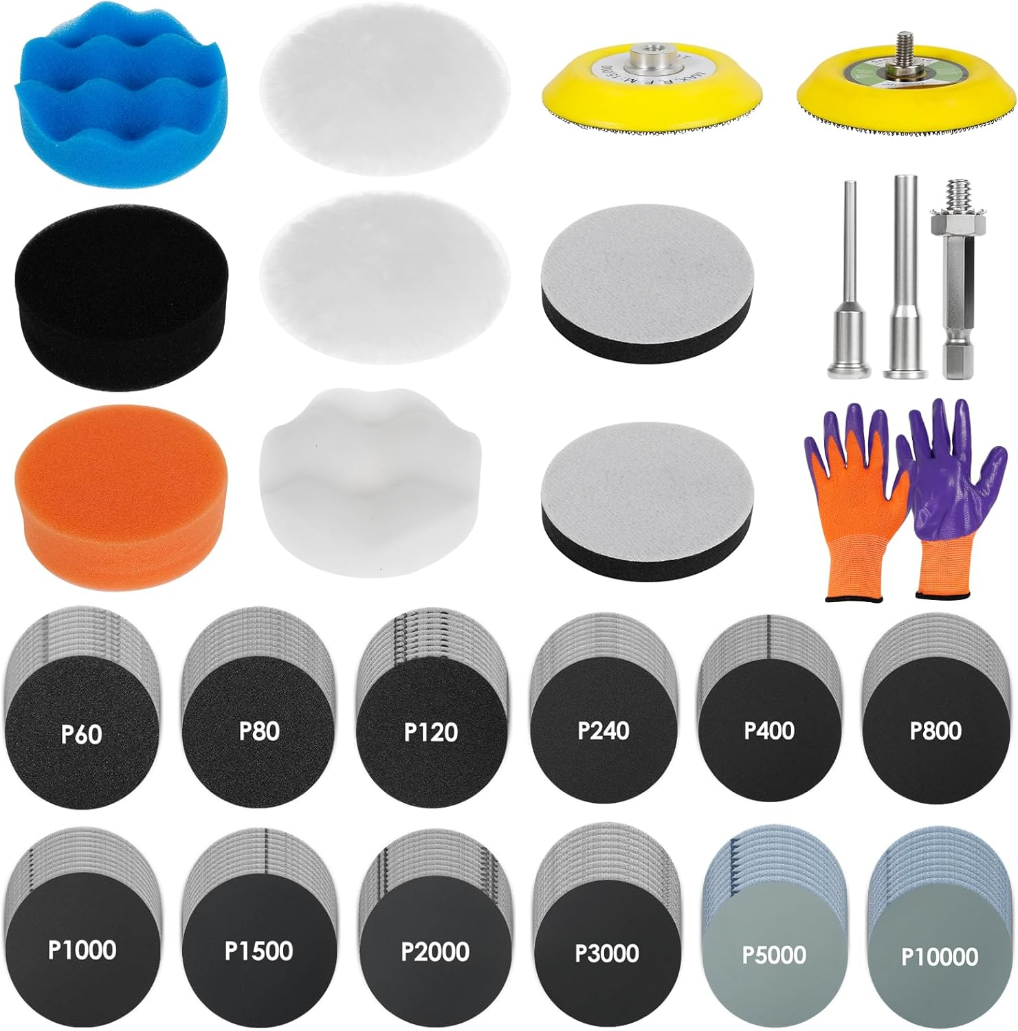 215Pcs Sanding Discs Assortment Kit 3 Inch Quick Change Discs 60-10000 Grit for Drill Grinder Rotary Tools Wet Dry Polishing Attachments for Automotive Headlight Restoration, Wood, Glass (Set of 1)