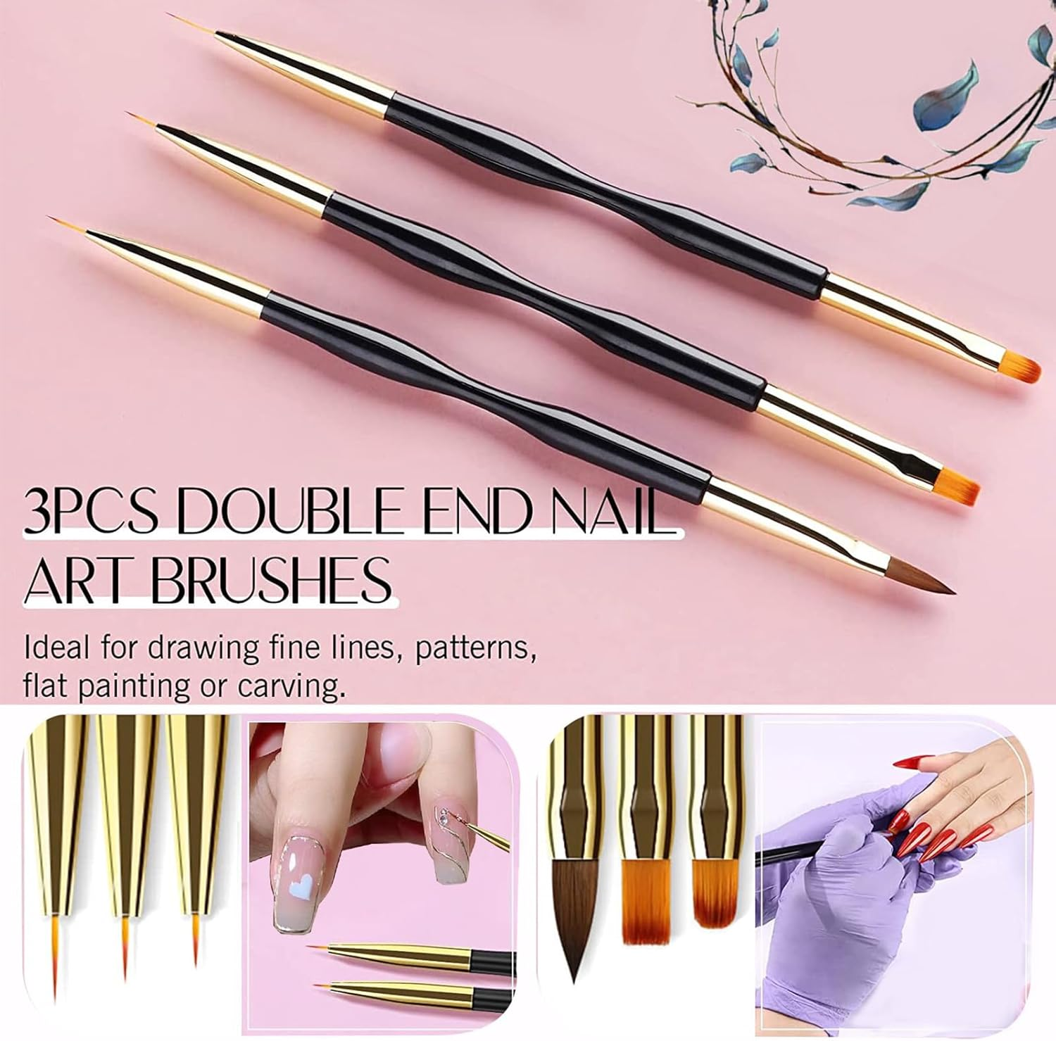 Professional Nail Art Brush Dotting Tools Kit (31Pcs Pink) - N31 Black image number 2