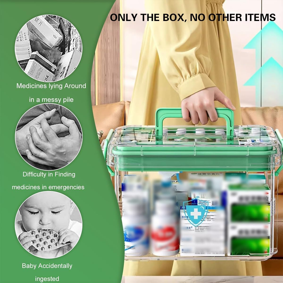 AIMALL Multi-Layer Medicine Storage Box &ndash; Transparent Medical Emergency Storage Box with Large Capacity for Household First Aid &ndash; PP Material, Easy Open Design, 2 Sizes image number 4