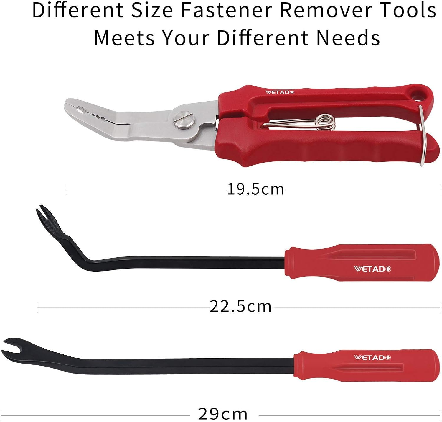 Wetado Clip Remover Tool, 3 Pcs Clip Pliers Set & Fastener Removal Tool, Auto Trim Removal Tool Kit Auto Upholstery Combo Repair Kit for Car Door Panel Dashboard image number 5