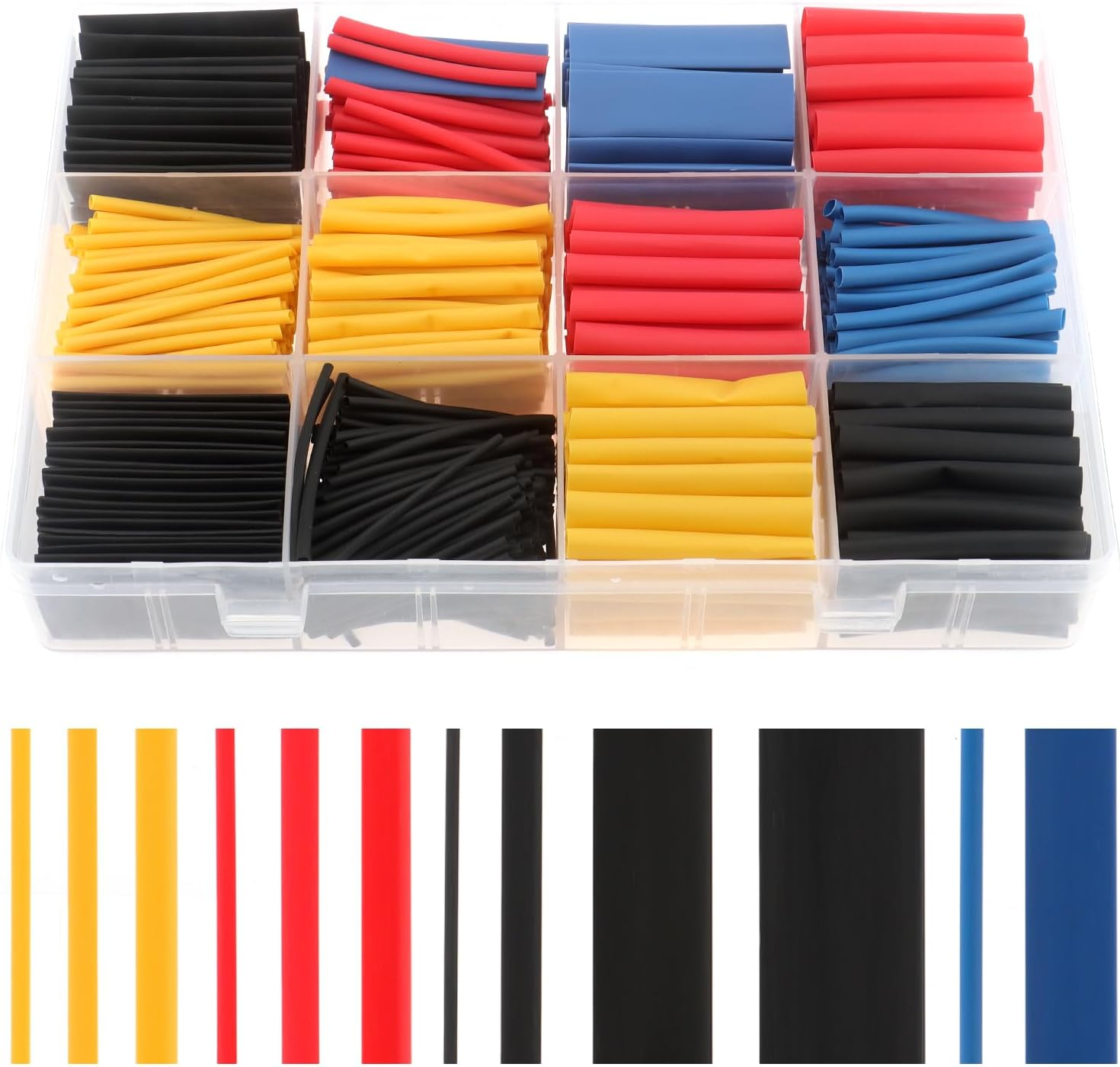 DIANN 780Pcs Wire Heat Shrink Tubing Kit Industrial Heat-Shrink Tubing for Wires 2:1 Marine Grade Heat Shrink Wrap Premium Large Electrical Waterproof Heat Shrink Tape 12 Sizes 4 Colored Assorted image number 2