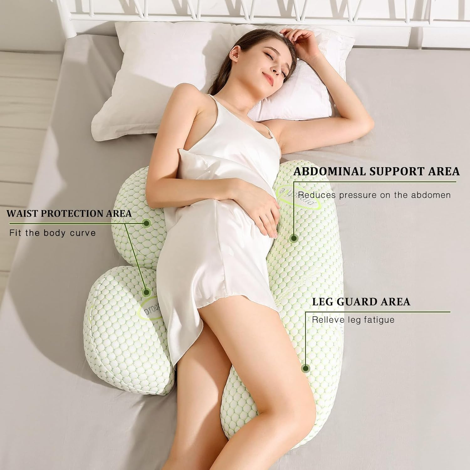 ZONEY Pregnancy Pillow, Maternity Pillow for Pregnant Women, Soft Maternity Pillow with Detachable & Adjustable Pillow Cover, Support for Back, HIPS, Legs, 2 Styles (3 in 1) image number 5