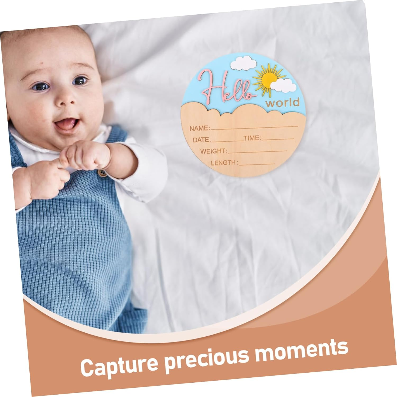 Abaodam Wooden Newborn Announcement Sign Name Plaques Rustic Birth Welcome Board for Nursery Photo Prop Unisex Pink Shower Decoration