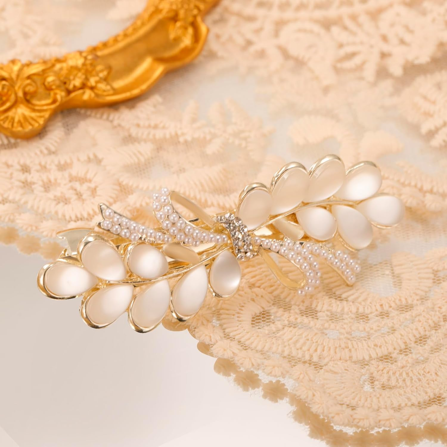 KKJOY Elegant Wisteria Hair Clips Barrettes Hand Crafted Spring Clip Metal Headpieces Wedding Bridal Hair Accessories for Women Charming Ladies image number 4