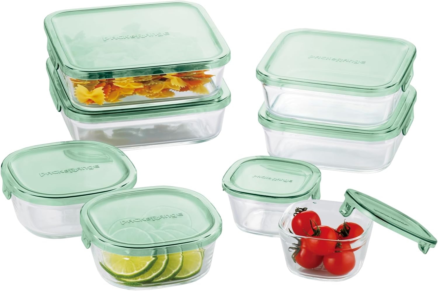 Iwaki PS-PRN-P7 Heat Resistant Glass Storage Containers, Pink, Set of 7, Pack & Range