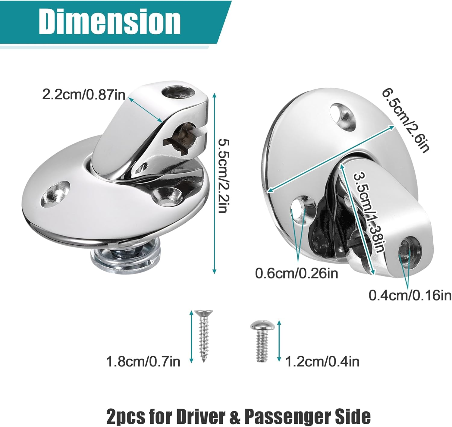 X AUTOHAUX 2 Pair Sunvisor Support Brackets Kit Replace 7790753 for Buick for Chevrolet for Pontiac for Oldsmobile 1964-1973 Chrome W/Screws Bushing Tips for Coupe Sun Visor Metal image number 1