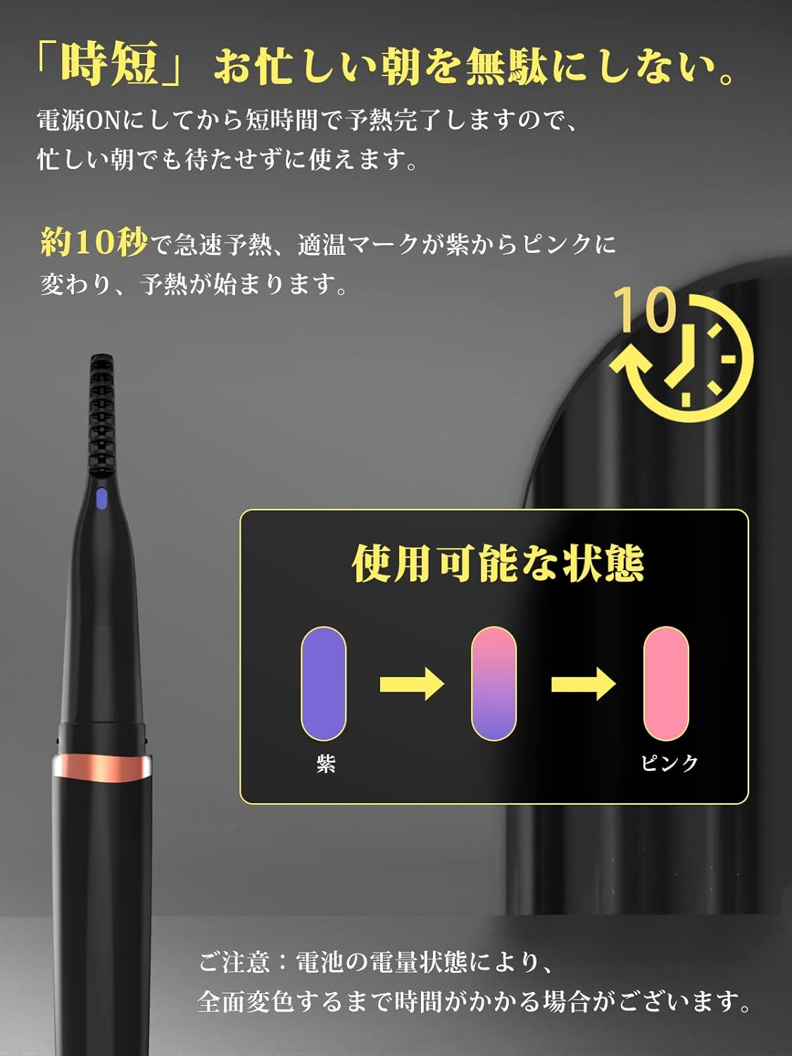 Iitrust Hot Eyelash Curler, 2-In-1, Long Keeping, 3-Stage Temperature Adjustment, 10 Seconds Rapid Preheating, Automatically Power Off, USB Powered, Easy to Carry, Black image number 1