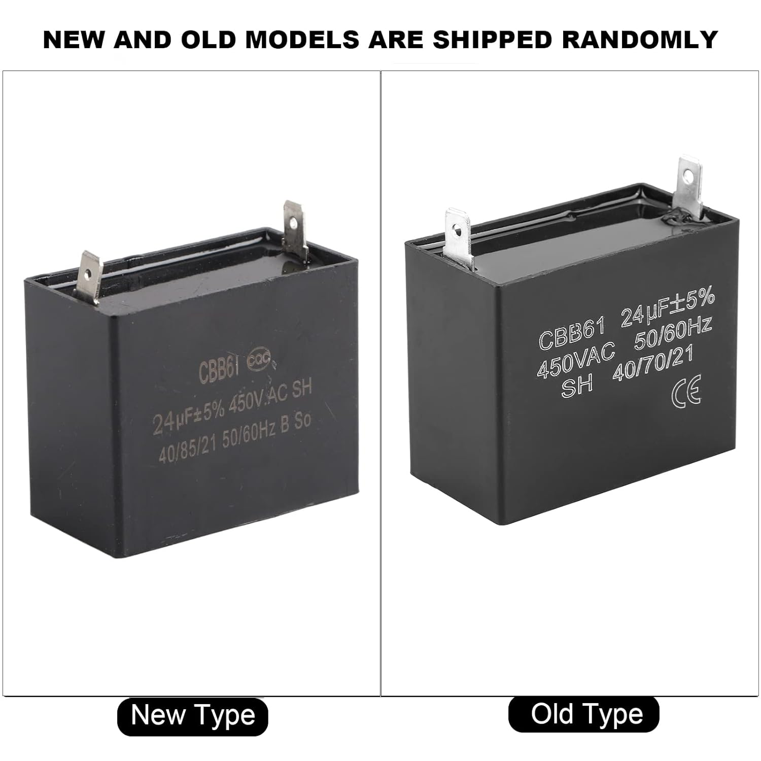 CBB61 Starting Capacitor Generator 450V AC 24Uf 50/60Hz UL/RU Listed Brushless Gas Generators Black Plastic image number 4