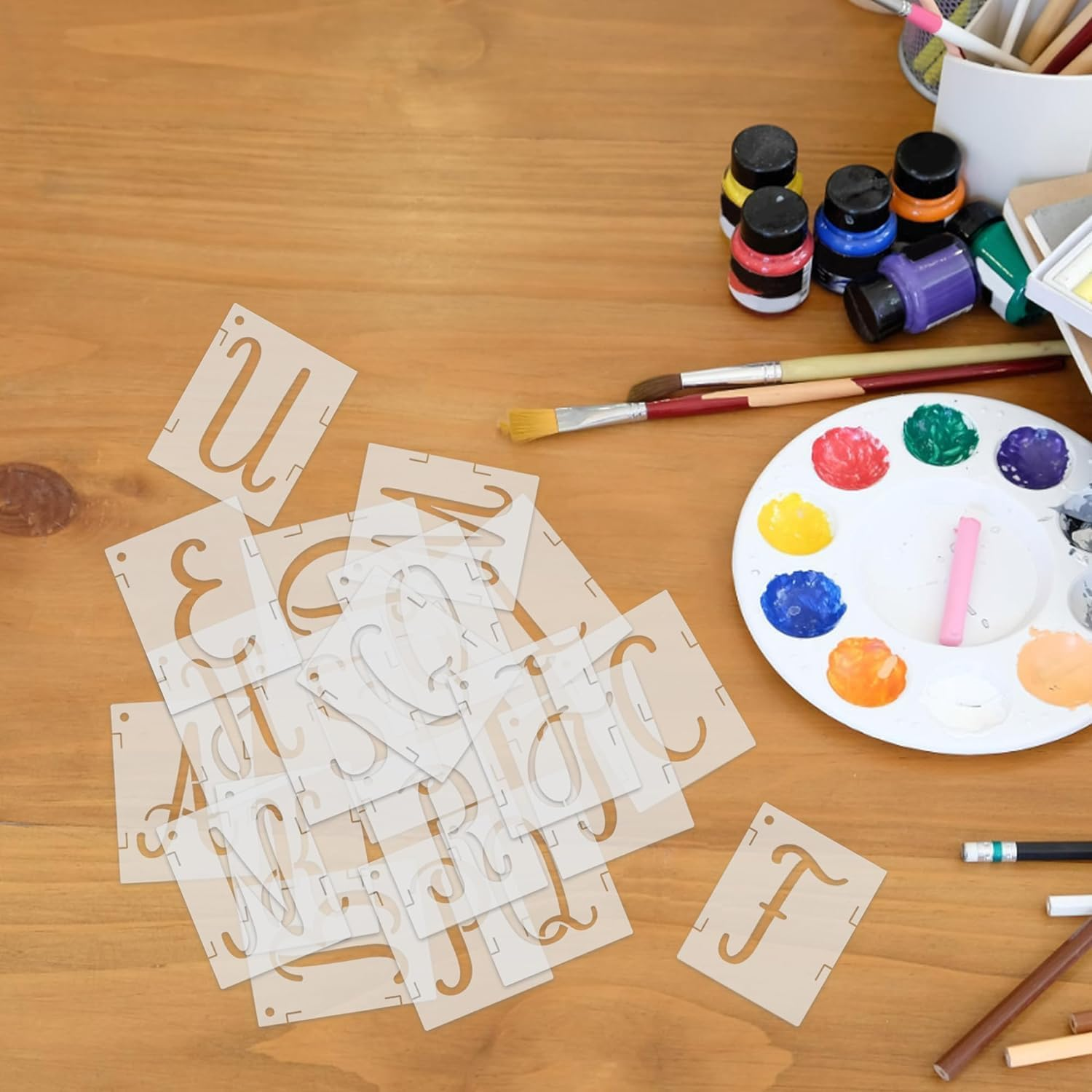 Letter Stencils, 42PCS Large Alphabet Stencils Letters, Reusable Spray Paint, Plastic Letter and Number Templates for Wall Painting DIY Art Projects Decoration image number 6