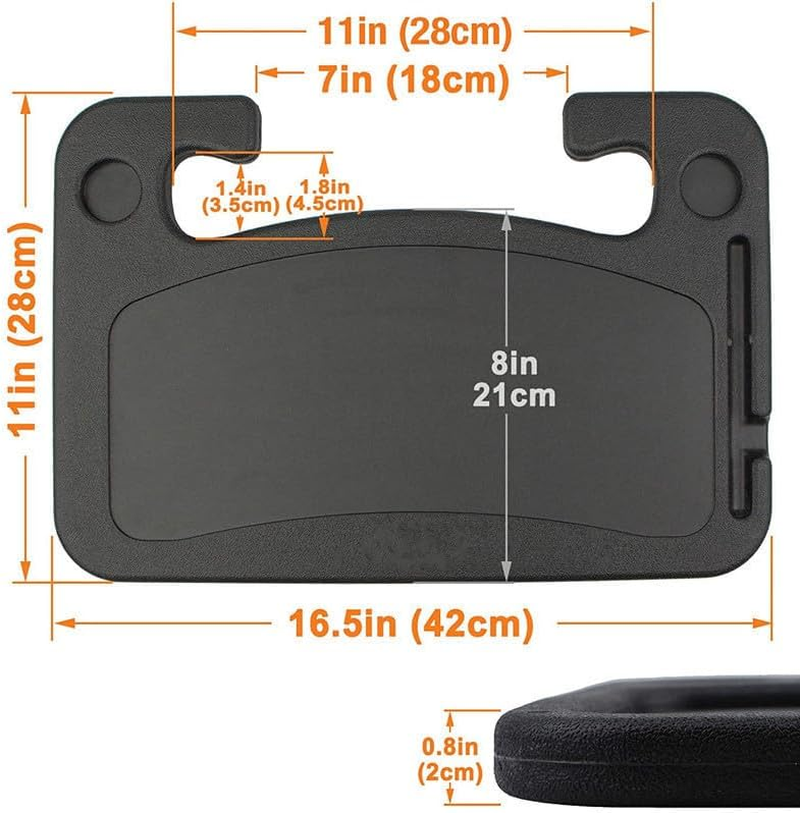 Auto Steering Wheel Desk, Laptop, Tablet, Ipad or Notebook Car Travel Table, Food Eating Hook on Steering Wheel Tray, for Constant Travelers, Fits Most Vehicles Steering Wheels (Black) image number 2