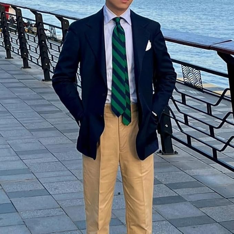 Striped Tie for Mens Formal Neck Ties for Men Cosplay Christmas Tie Striped Necktie for Men Wide Neck Tie Casual Wedding Party Necktie Christmas Neckwear image number 4