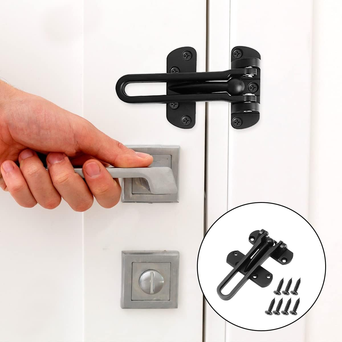 BEZANU Door Lock Latch, Black Heavy Duty Security Door Guard Lock for Home Hotel Hardware image number 4