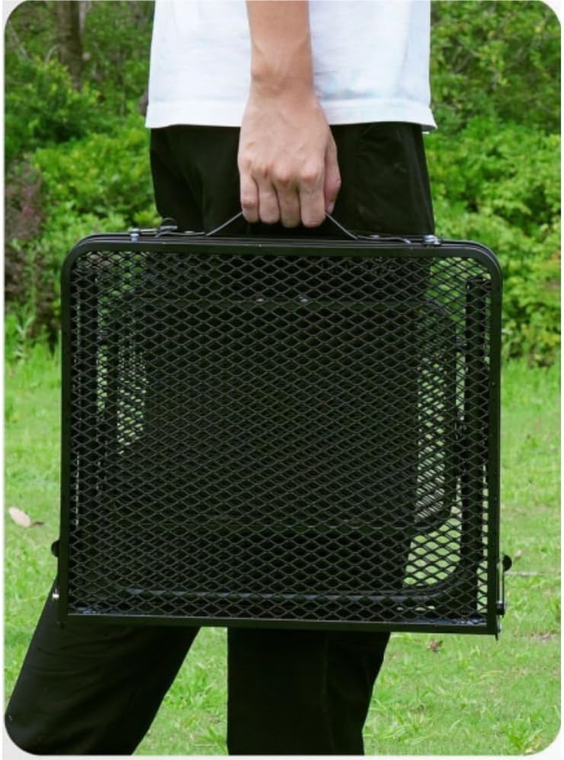 Family Camping Table with 2 Side Shelves, Folding Metal Grill Table, 2 Adjustable Heights, Picnic Table/Outdoor Table with Wing Panels Side Shelf for Outside, Camping, Picnic, Beach and BBQ image number 6