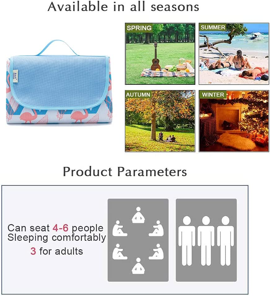 Outdoor & Picnic Blanket Beach Mat Extra Large Sand Proof and Waterproof Portable Beach Mat for Camping Hiking Festivals,145 * 200Cm Foldable and Lightweight (Flamingo) image number 6