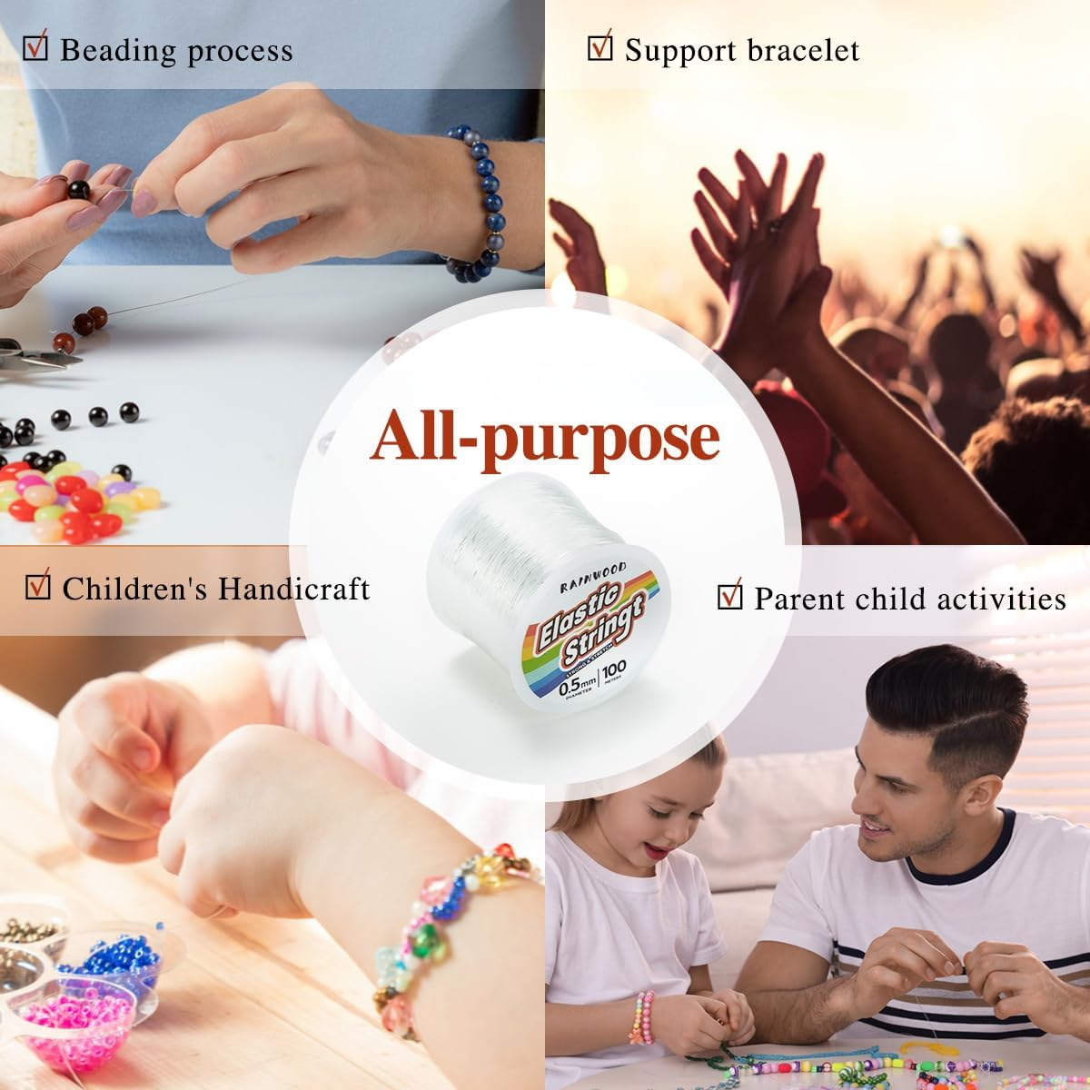 Elastic Bracelet String Cord Kit: 2 Rolls of 200M (0.5Mm) Clear Beaded Stretch Cord with Tools - Perfect for Bracelet Making and DIY Jewelry Projects! image number 4