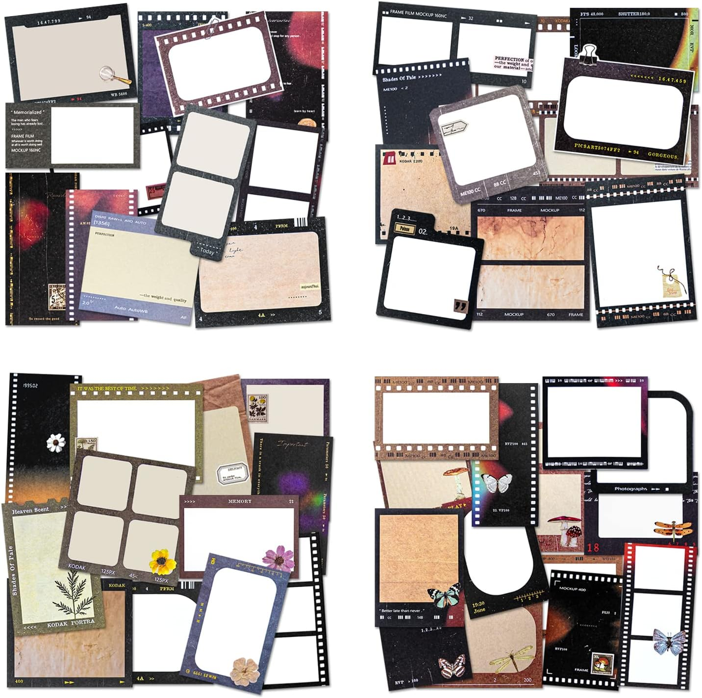 4 Packs Vintage Pattern Paper Set Scrapbook Paper Decorative Paper Kraft Paper with Print Single-Sided in Various Sizes and Shapes for Card Making Paper Craft Die Cutting Collage (Artistic)