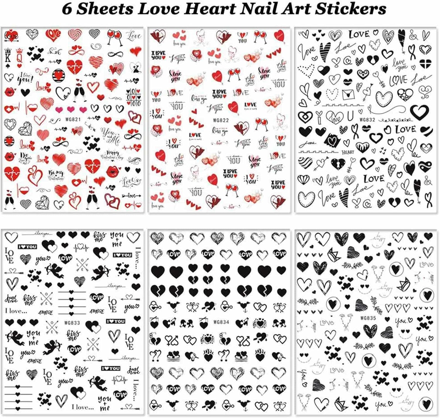 Stickers Decals, 3D Self Adhesive Nails, 6 Pieces Valentines Day & Decals, Manicure Accessories for Women Girls, Nails Decorations Supplier, Easy to Use image number 4
